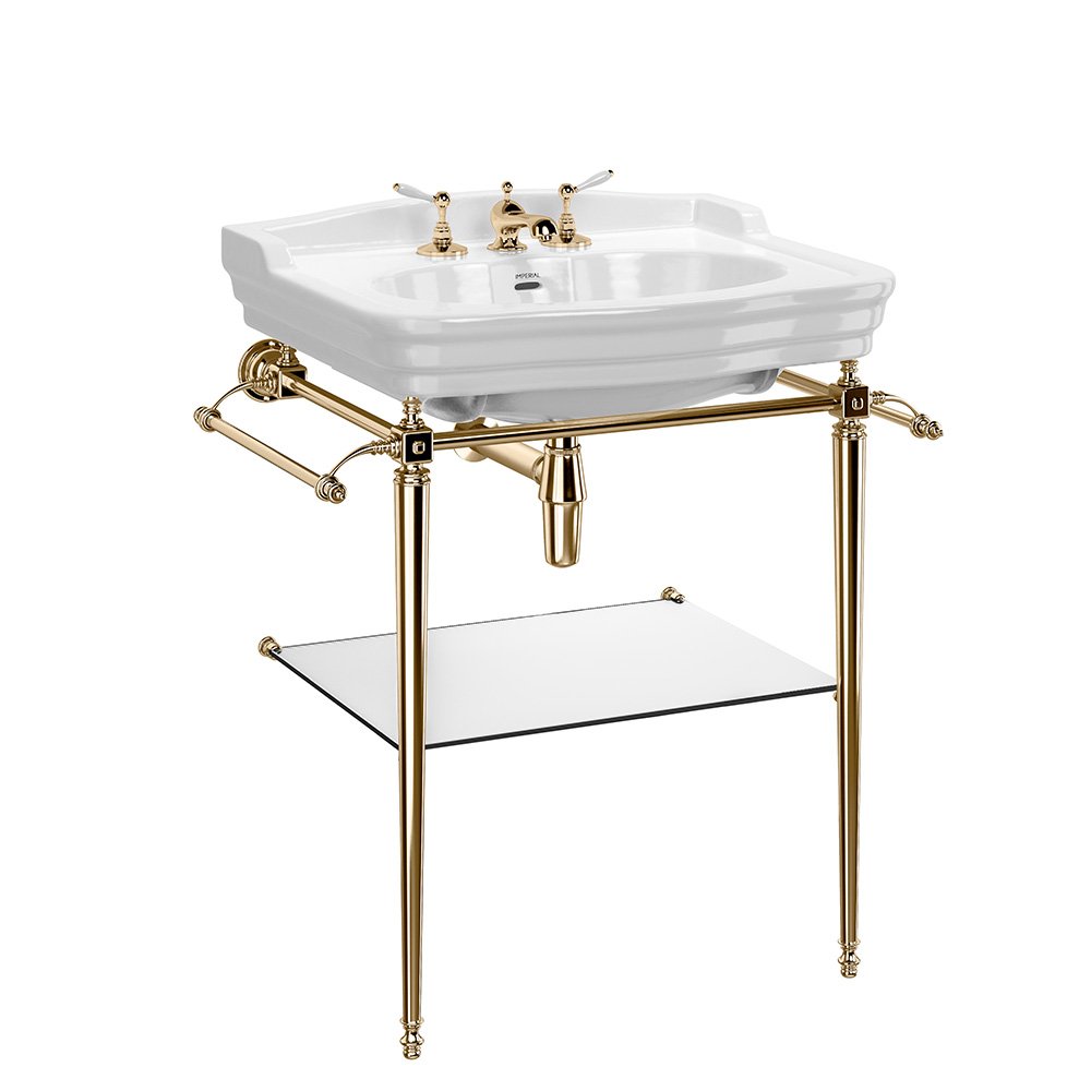 Regent Basin & Hampton Stand in Antique Gold, 1 tap hole