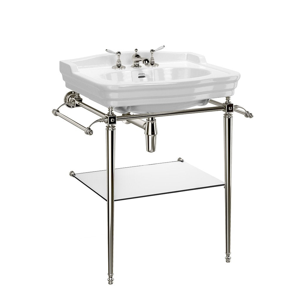 Regent Basin & Hampton Stand in Polished Nickel, 1 tap hole