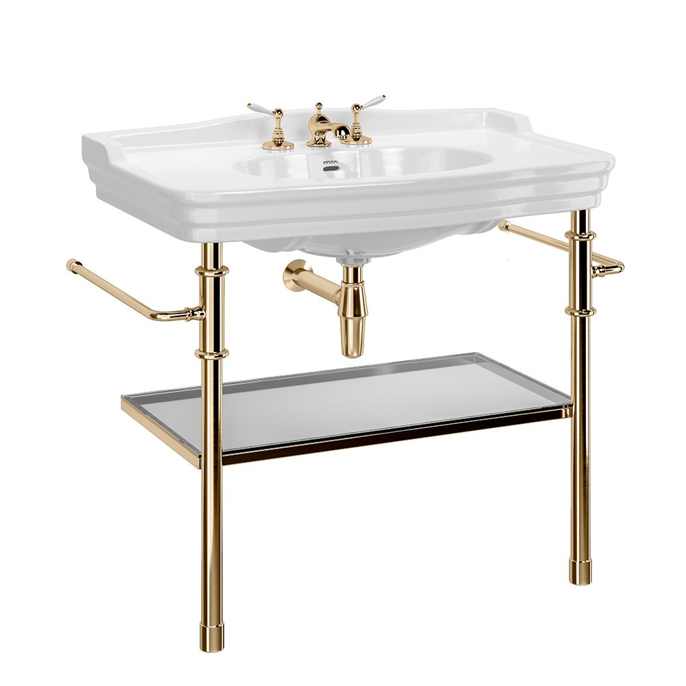 Regent Console Basin & Charlotte Console Stand in Antique Gold, 1 tap hole