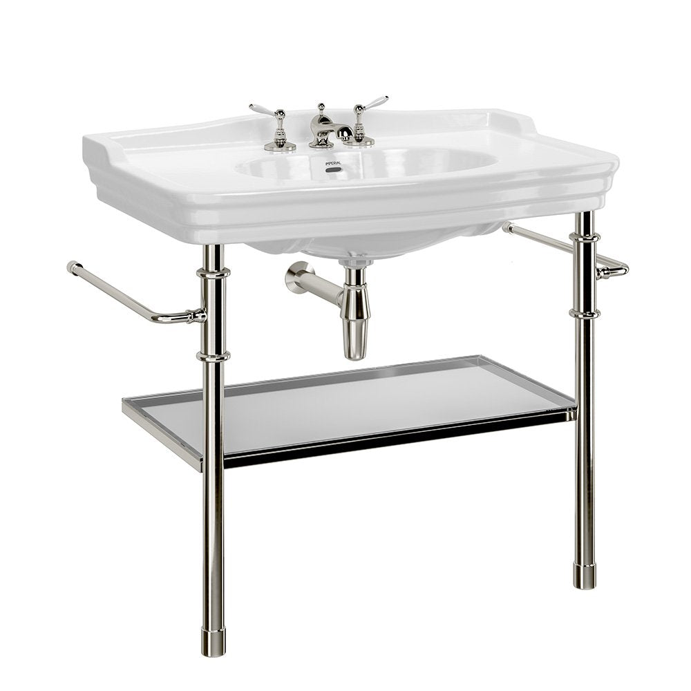 Regent Console Basin & Charlotte Console Stand in Polished Nickel, 1 tap hole