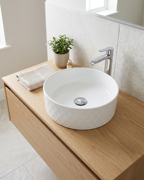 Abstra Countertop Basin in a bright modern bathroom
