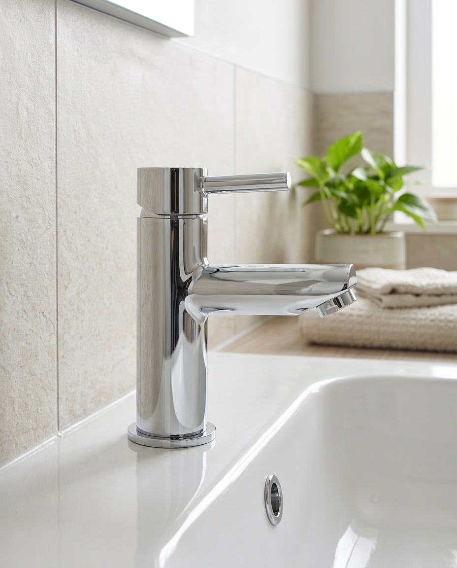 Alto Mono Basin Mixer in a bright modern bathroom
