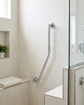 Angled Grab Bar, 600mm in a bright modern bathroom