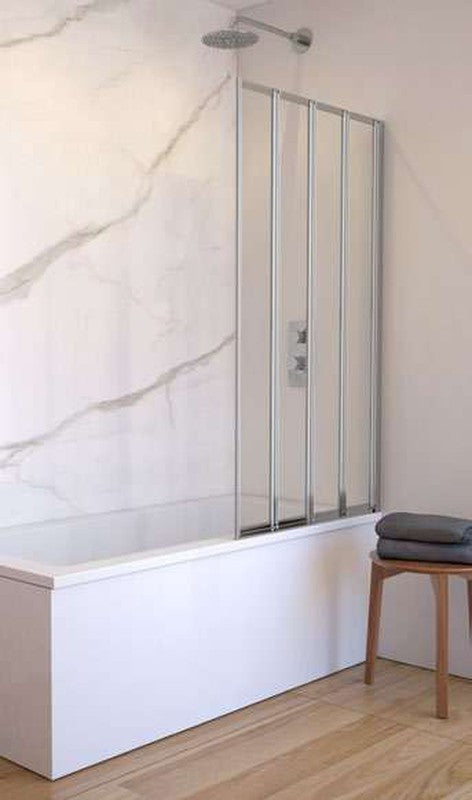 Aqualux 4-Fold Bath Screen, polished silver
