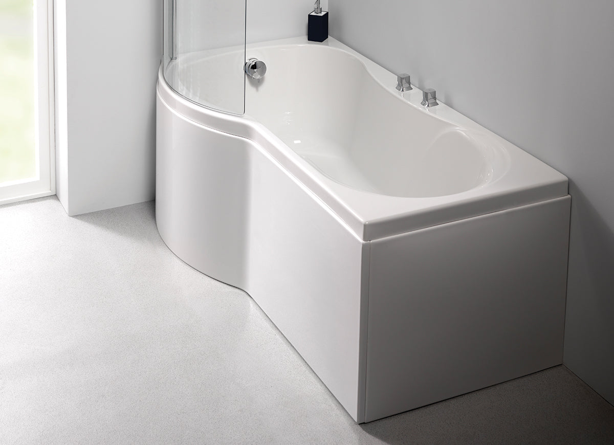 Carron Arc Curved Shower Bath, in a bathroom setting
