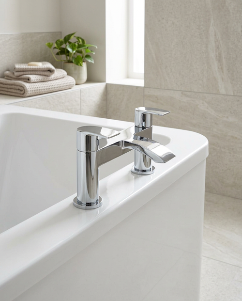 Arco Bath Filler in a bright modern bathroom
