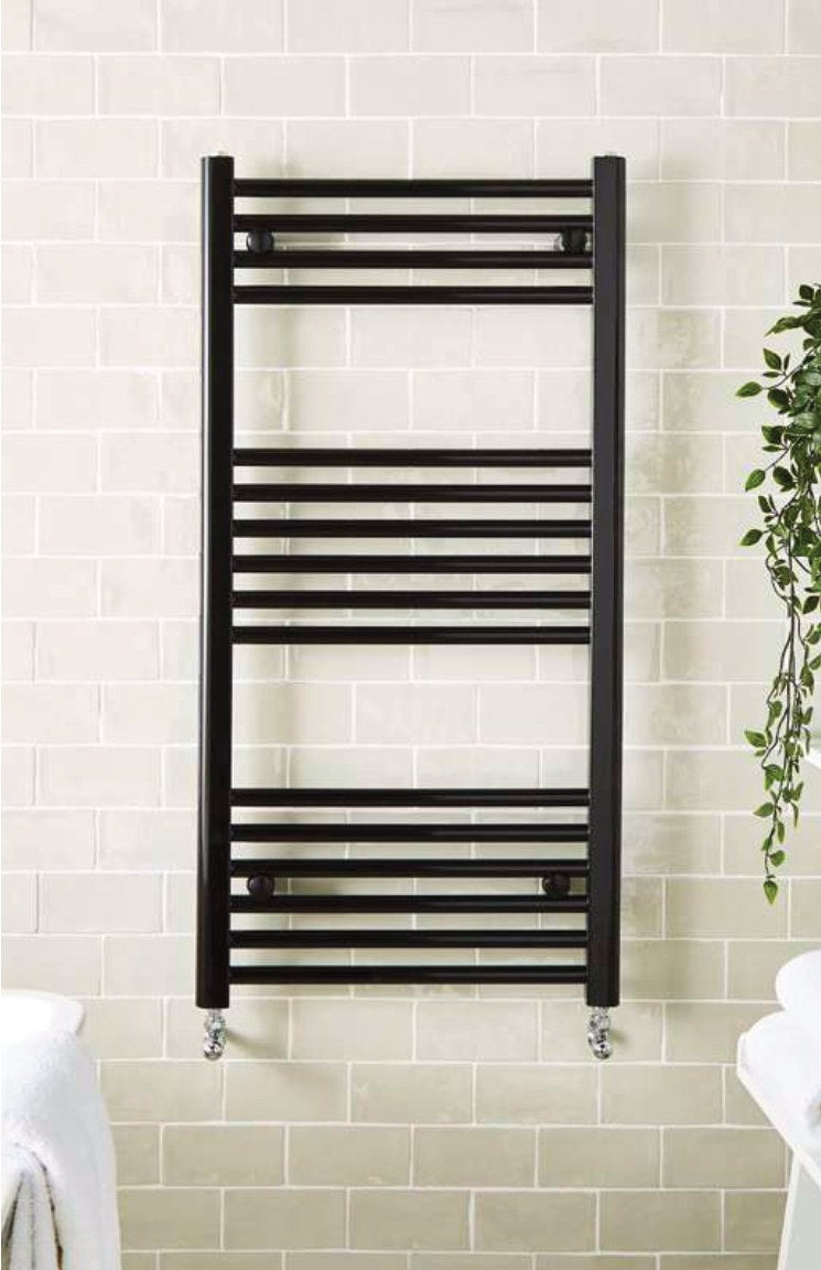 Arla 22mm Straight Heated Towel Rail, Matt black