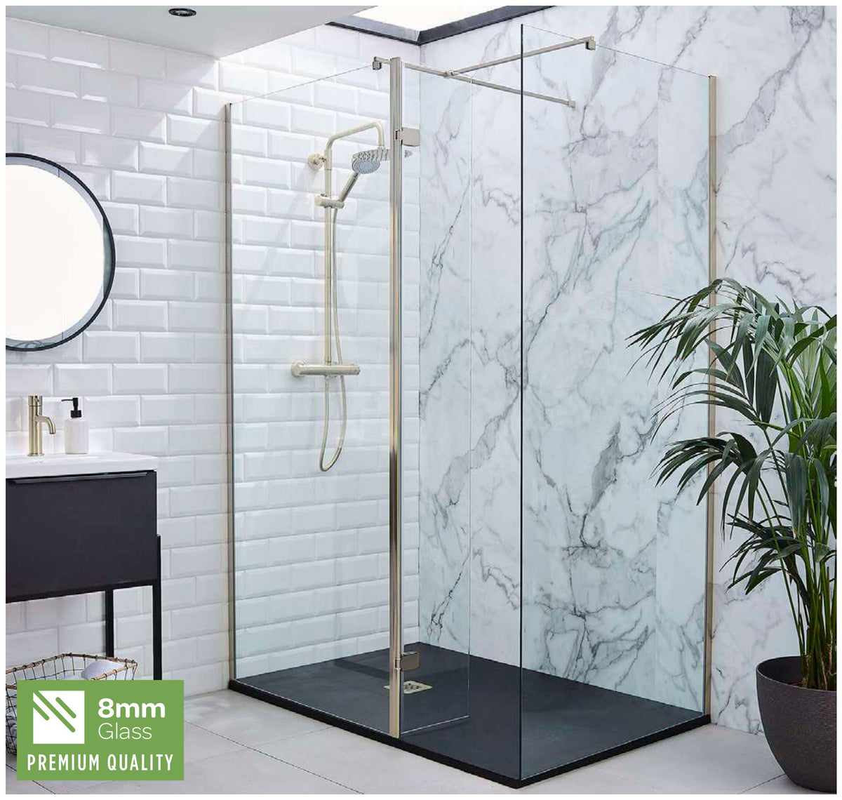Arlo 8 Wet Room Screen, Brushed nickel