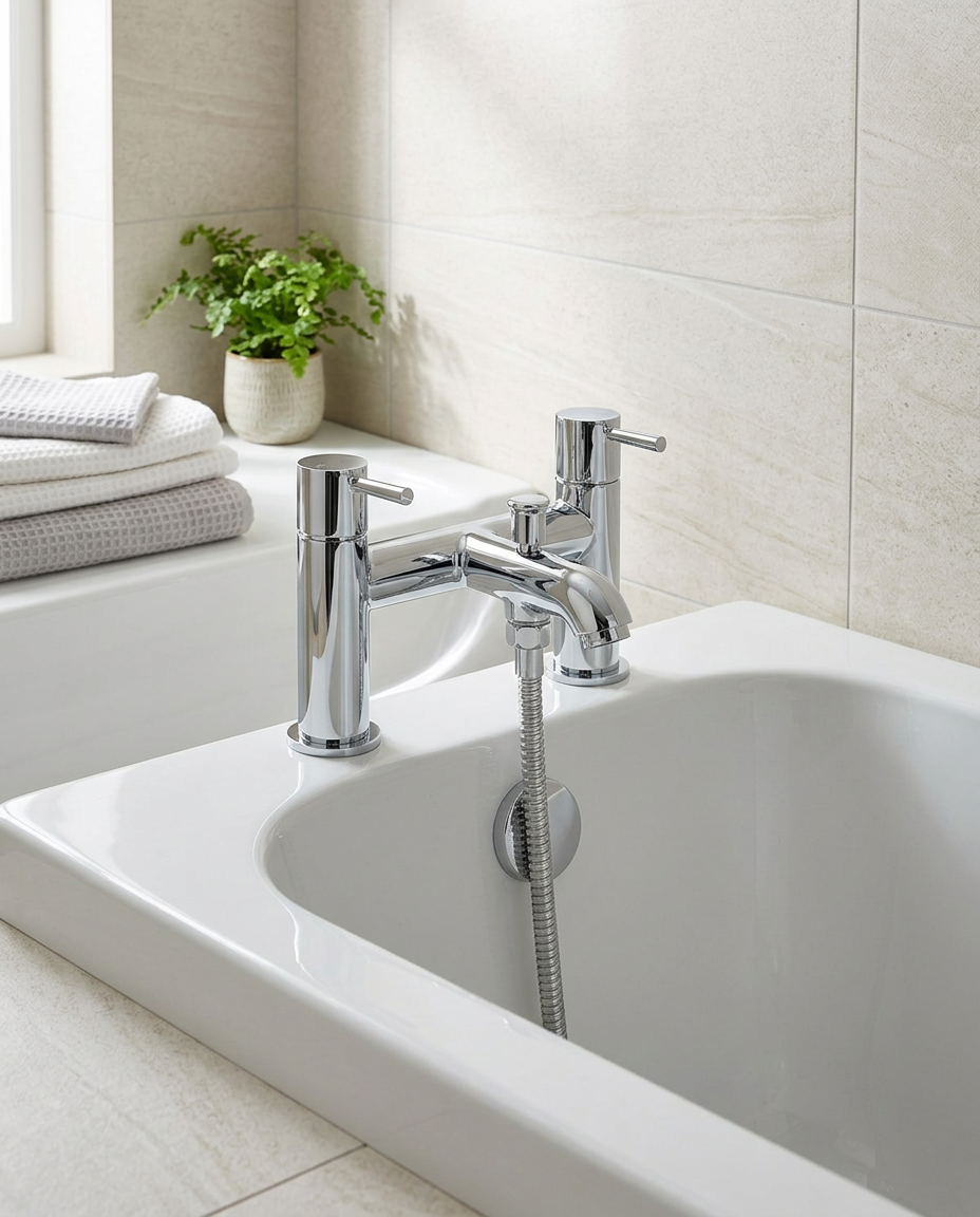 Artisa Bath Shower Mixer in a bright modern bathroom