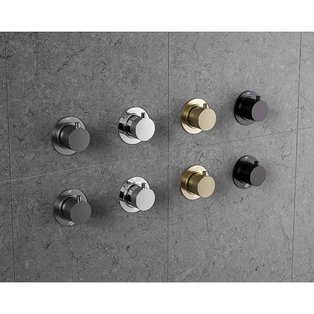 Artisa concealed shower valves with knurled handles in four finishes