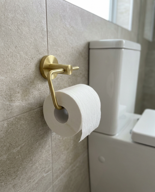 Artisa Toilet Roll Holder in a bright modern bathroom