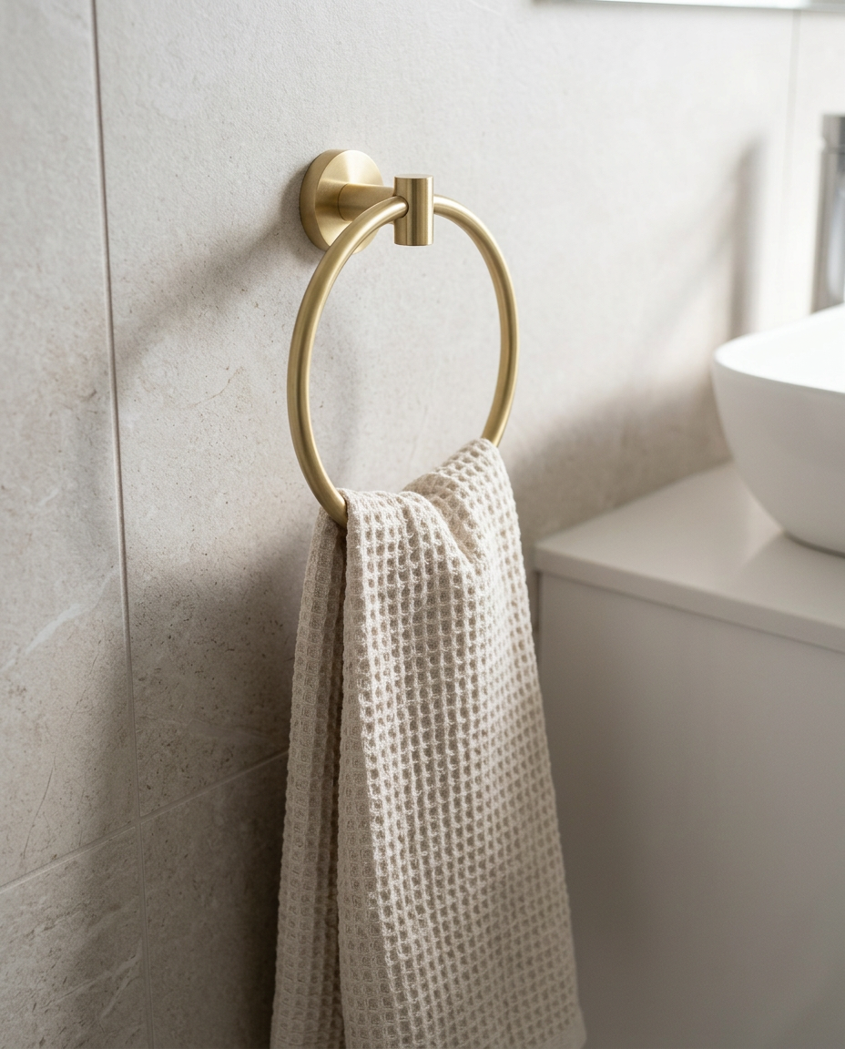 Artisa Towel Ring in a bright modern bathroom