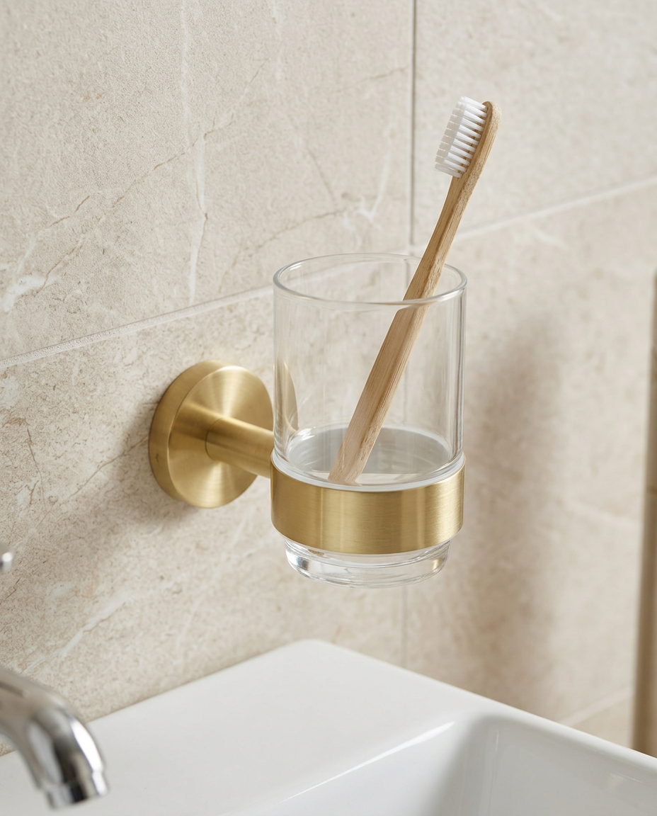 Artisa Tumbler & Holder in a bright modern bathroom