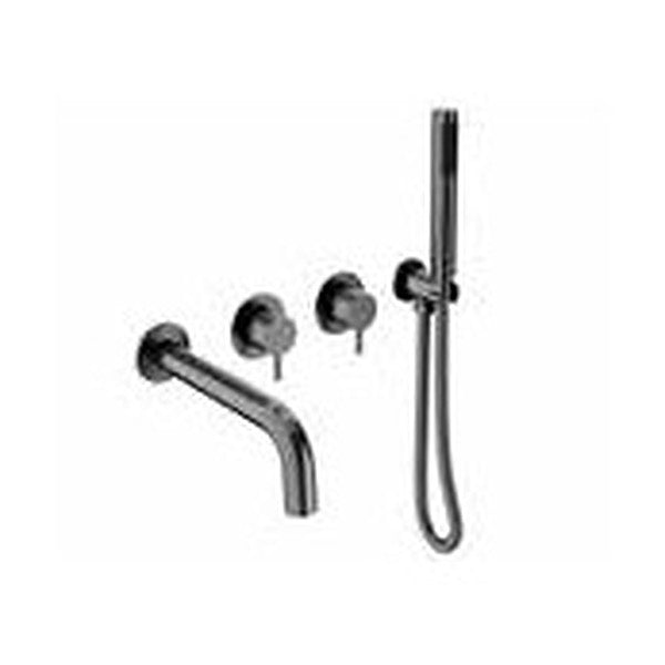 Artisa Wall-Mounted Bath Spout & Shower Valves in gunmetal