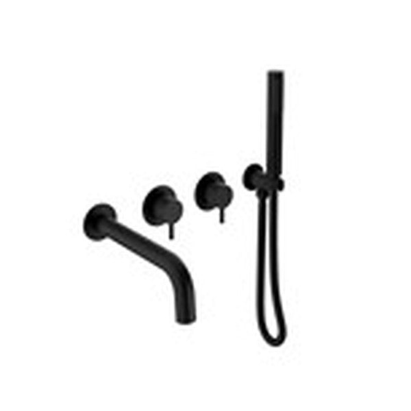 Artisa Wall-Mounted Bath Spout & Shower Valves in matt black