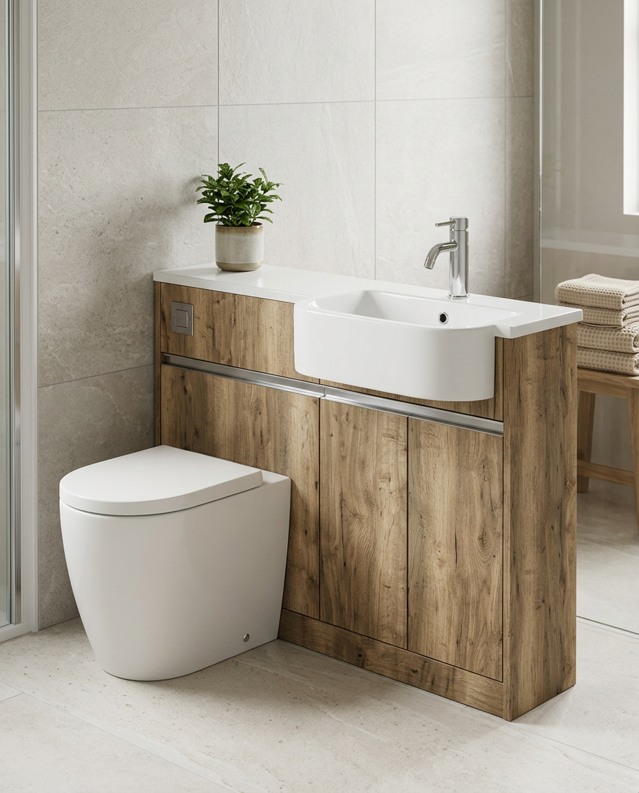 Aspira 1100mm Combination Vanity & WC Unit with Basin in a bright modern bathroom