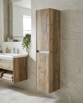 Aspira 1500mm Wall Hung Tall Storage Unit, 2 Doors in a bright modern bathroom