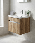 Aspira 550mm Wall Hung Vanity Unit & Basin, 1 Drawer in a bright modern bathroom