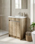 Aspira 650mm Floorstanding Vanity Unit & Basin, 2 Doors in a bright modern bathroom