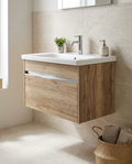 Aspira 800mm Wall Hung Vanity Unit & Basin, 1 Drawer in a bright modern bathroom
