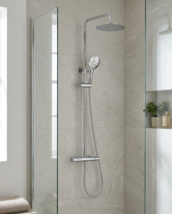 Aspira Round Thermostatic Drench Shower