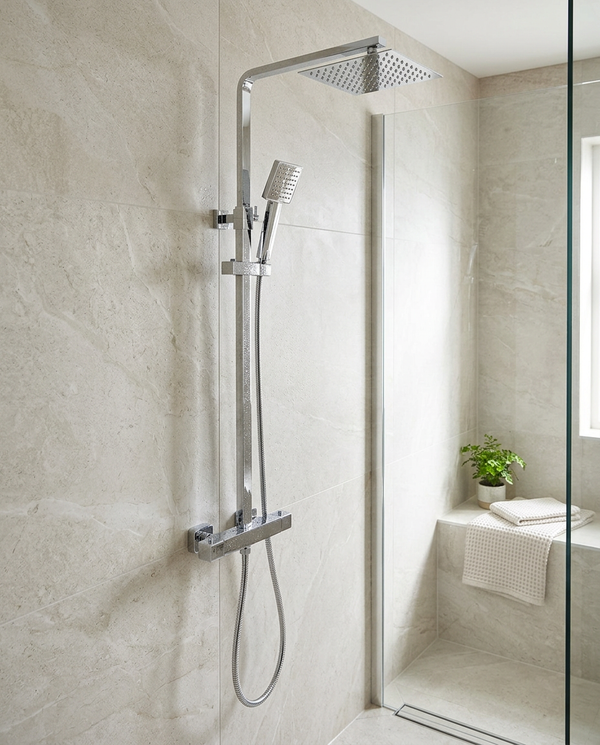 Aspira Square Thermostatic Drench Shower