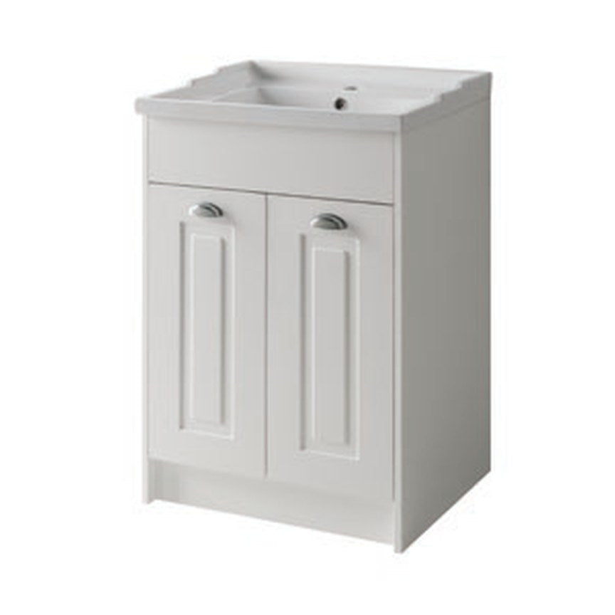 Astor 600mm Floor Standing Vanity Unit & Basin, 2 Doors – Matt white