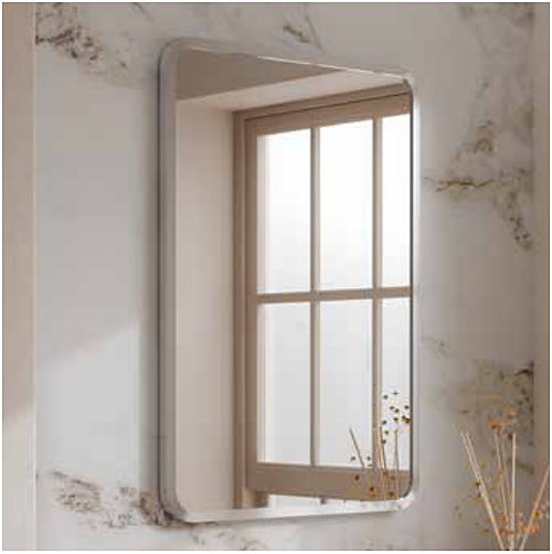 Astria Rectangular Framed Mirror in a bathroom setting