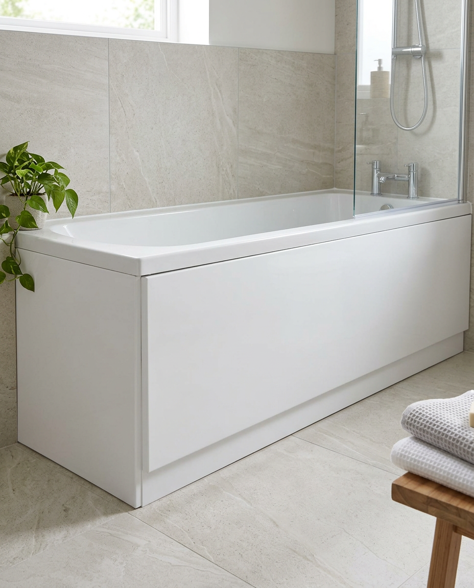 Atlas Waterproof Bath Panels in a bright modern bathroom