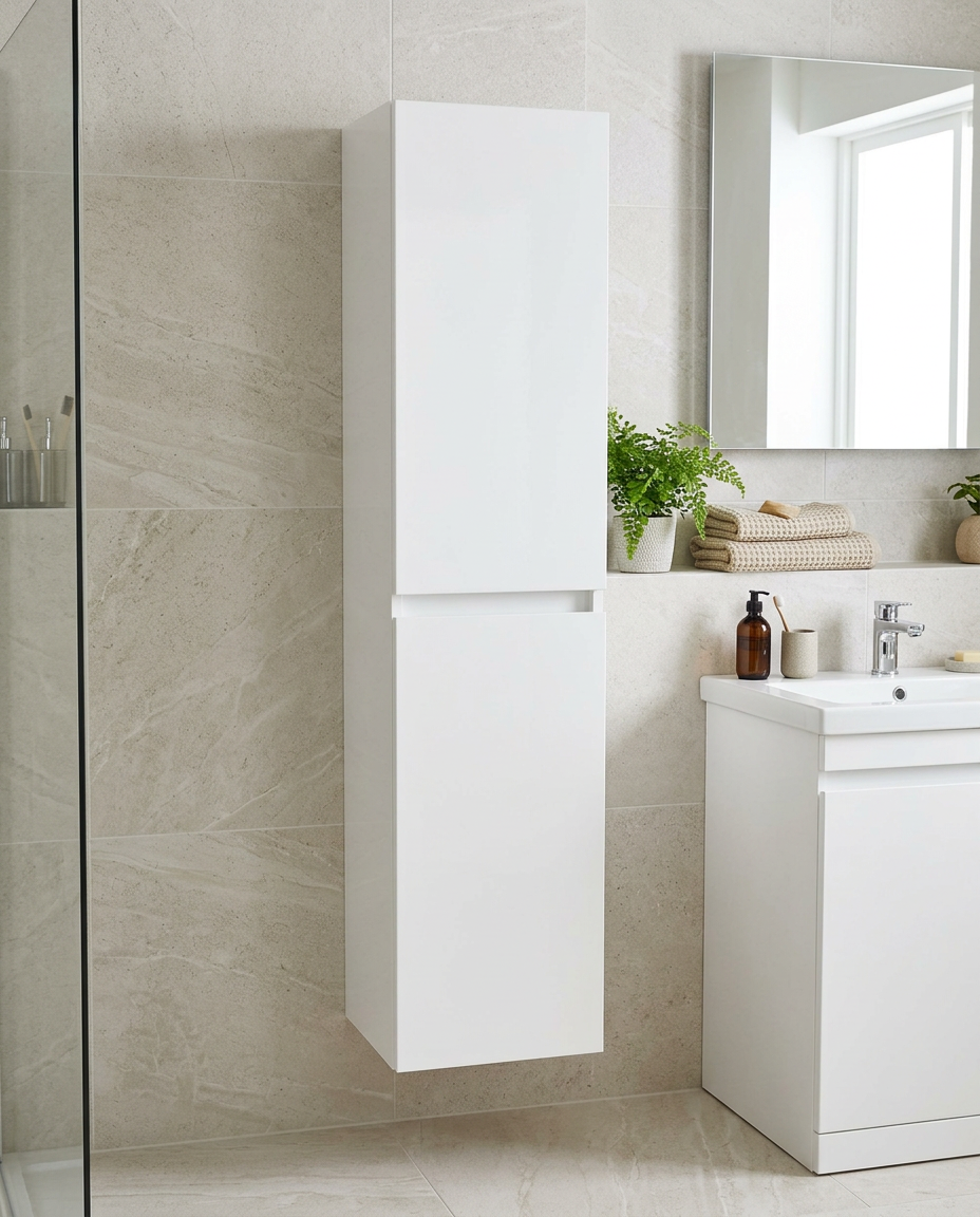 Atlas Waterproof Tall Unit in a bright modern bathroom
