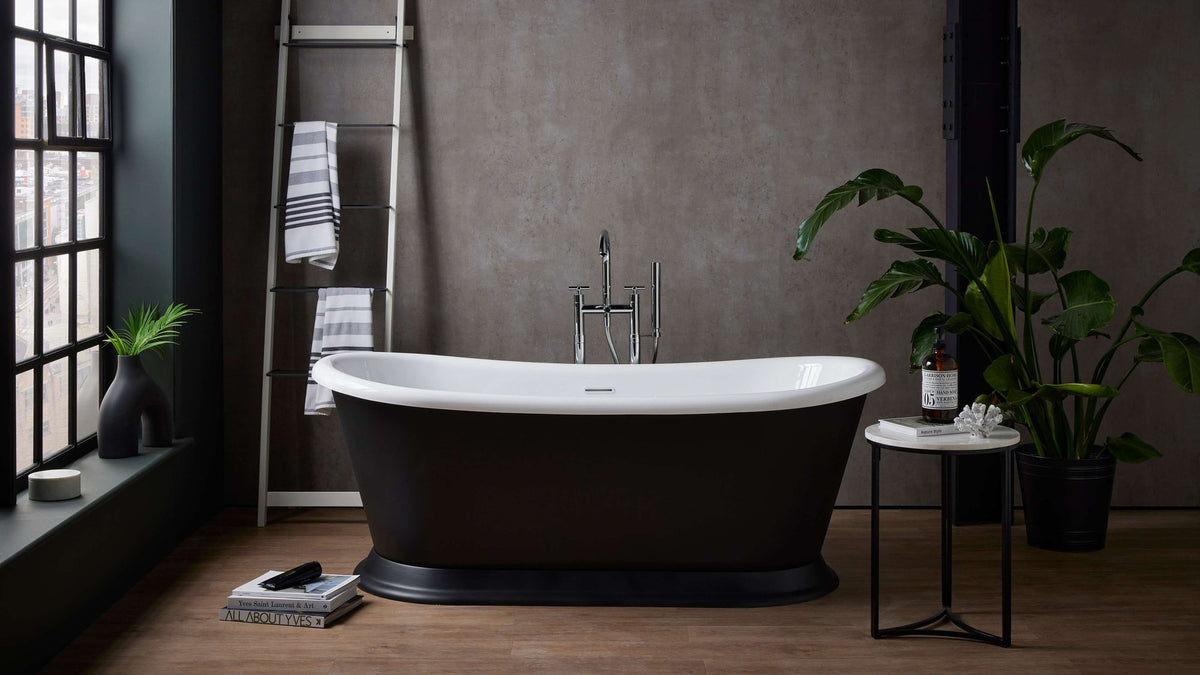 Audra roll top boat bath painted RAL 9005 black (painting available to order)
