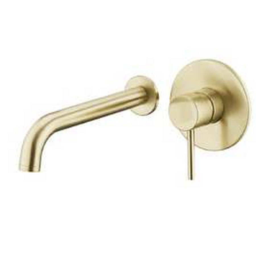 Aurea Brushed Brass Wall Mounted Basin Mixer