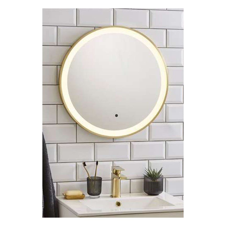 Aurea Round Brushed Brass LED Mirror