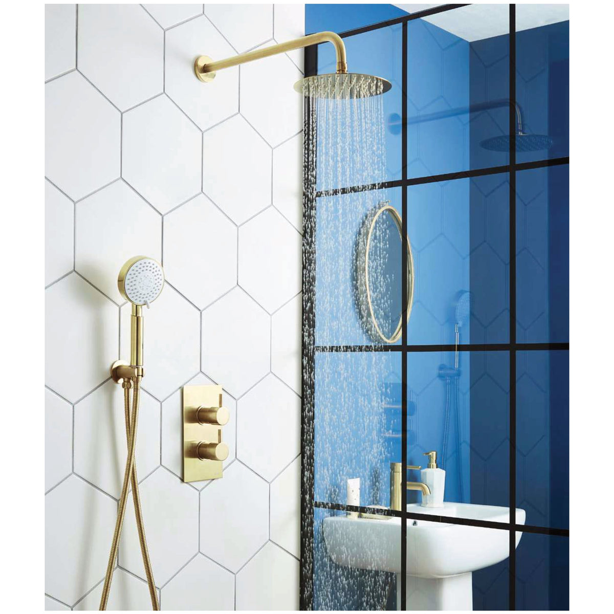 Aurea Brushed Brass Thermostatic Shower Sets