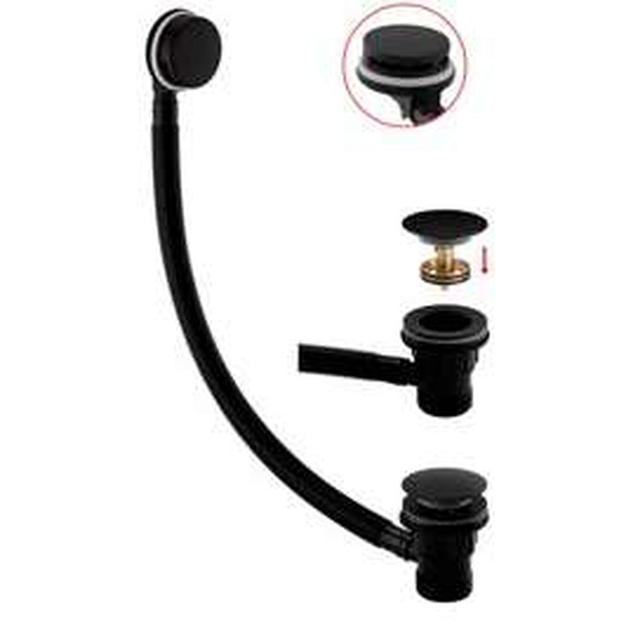 Bath Wastes & Overflows, Easy clean click bath waste & overflow, matt black