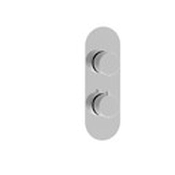 Ribbed handle set for 2-control round shower valves, chrome