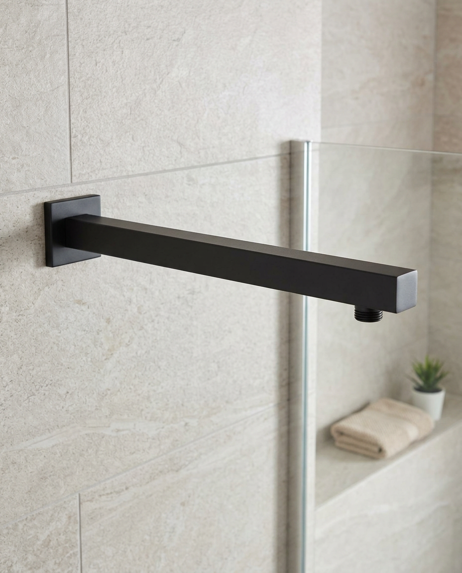 Bespoke Square Shower Arm in a bright modern bathroom