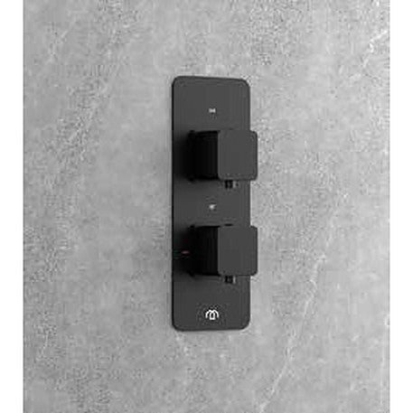 Square two-control concealed shower valve in matt black