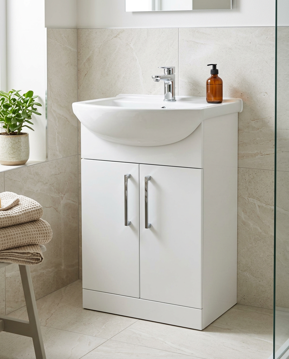 Blok Vanity Cabinet & Basin in a bright modern bathroom