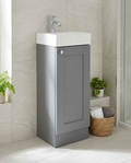 Clara 400mm Floorstanding Vanity Unit & Basin, 1 Door in a bright modern bathroom