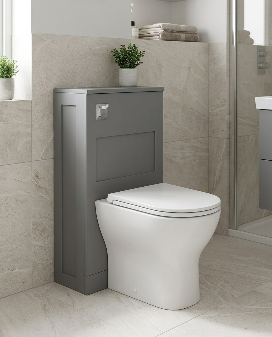 Clara 500mm Back to Wall WC Unit in a bright modern bathroom