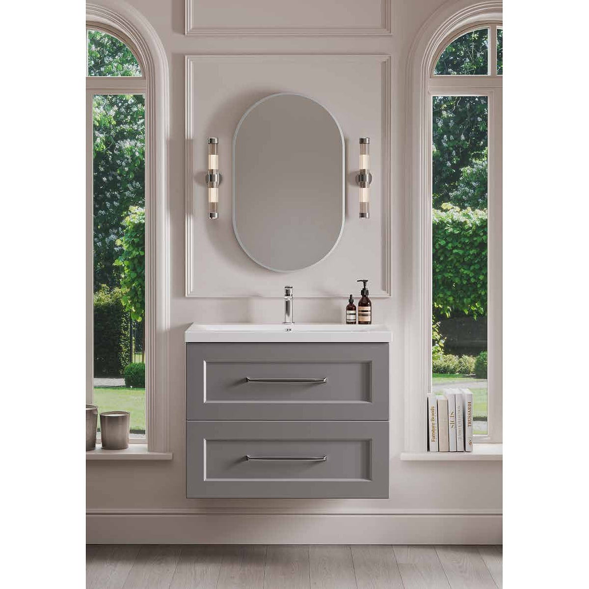 Clara super matt satin white wall hung vanity unit