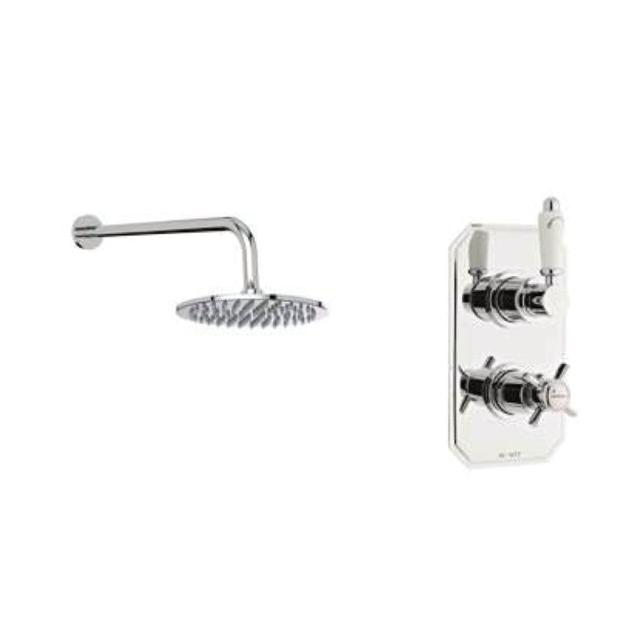 Clarence Traditional Thermostatic Shower Sets & Valves, Concealed valve with fixed overhead drencher