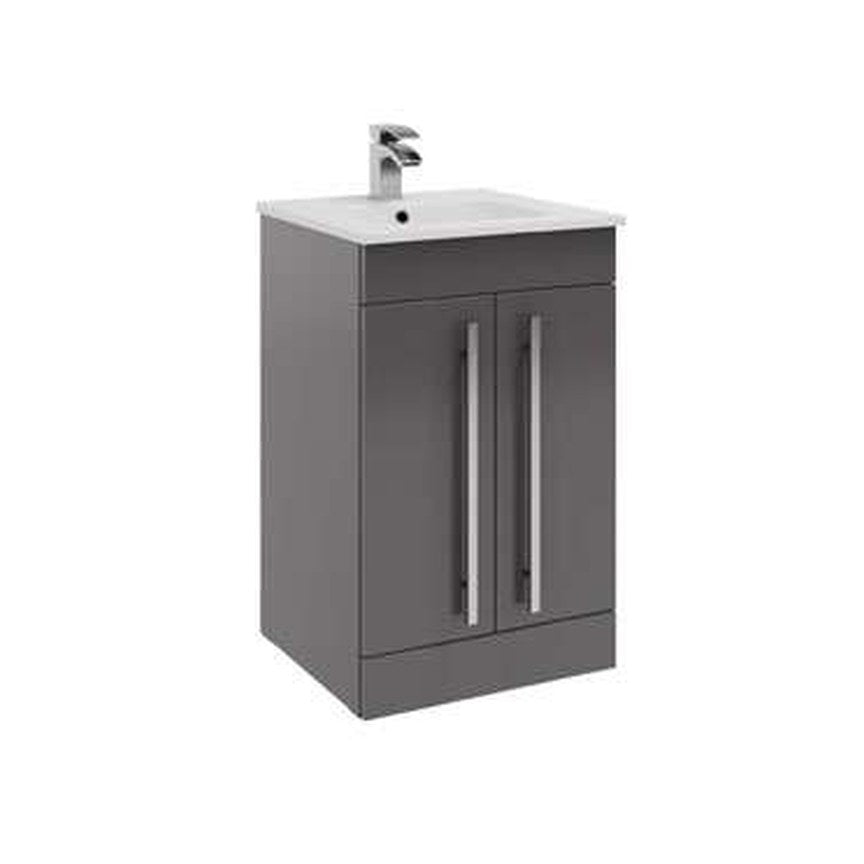 Clarity 500mm Floor Standing Vanity Unit & Basin, 2 Doors – Storm grey gloss