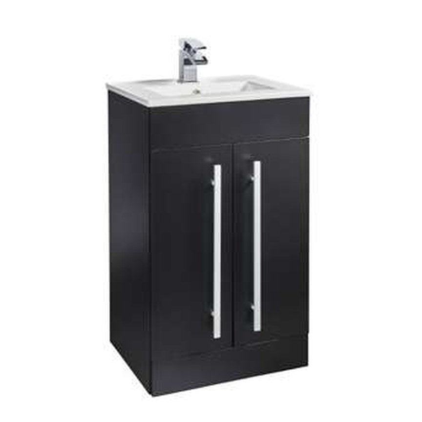Clarity 500mm Floor Standing Vanity Unit & Basin, 2 Doors – Matt black