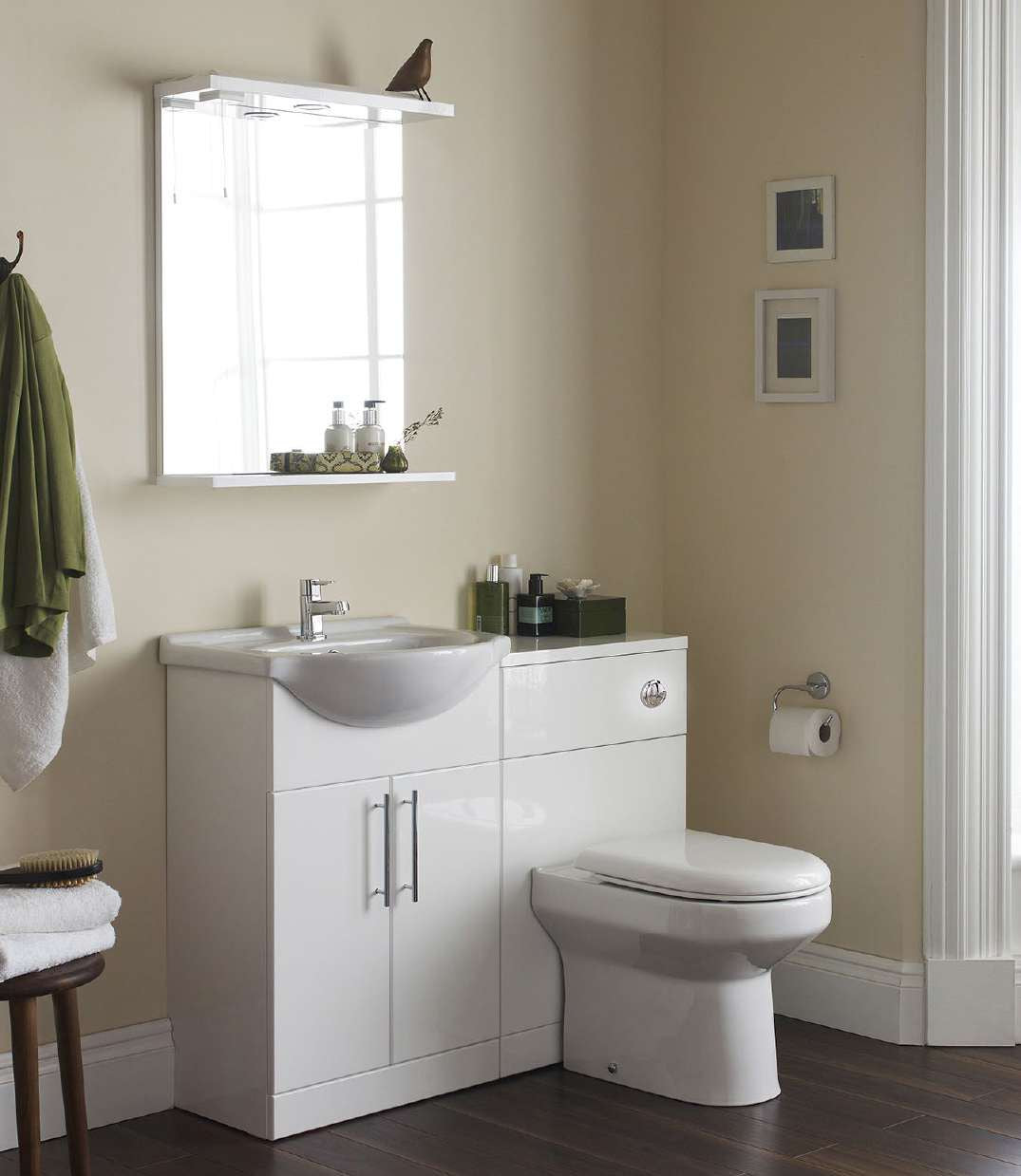 Clarity 600mm Floor Standing Vanity Unit & Basin, 2 Drawers in a bathroom setting