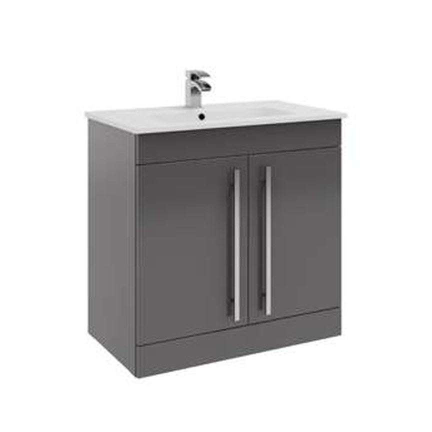 Clarity 800mm Floor Standing Vanity Unit & Basin, 2 Doors – Storm grey gloss