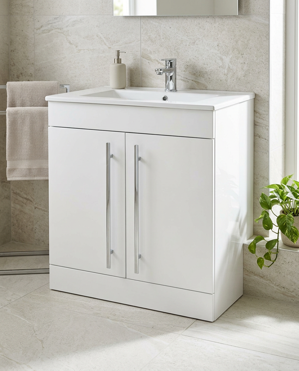 Clarity 800mm Floor Standing Vanity Unit & Basin, 2 Doors