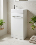 Clarity Cloakroom Unit & Basin, white gloss in a bright modern bathroom