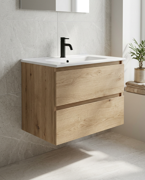 Concetta 800mm Wall Hung Vanity Unit & Basin, 2 Drawers